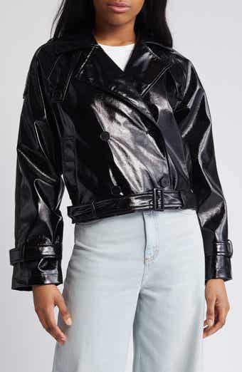 Noisy may Neal Patent Faux Leather Moto Jacket