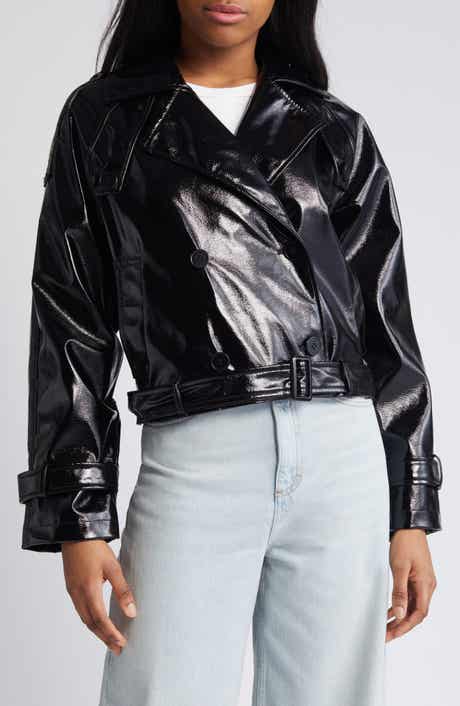 Noisy may Neal Patent Faux Leather Moto Jacket