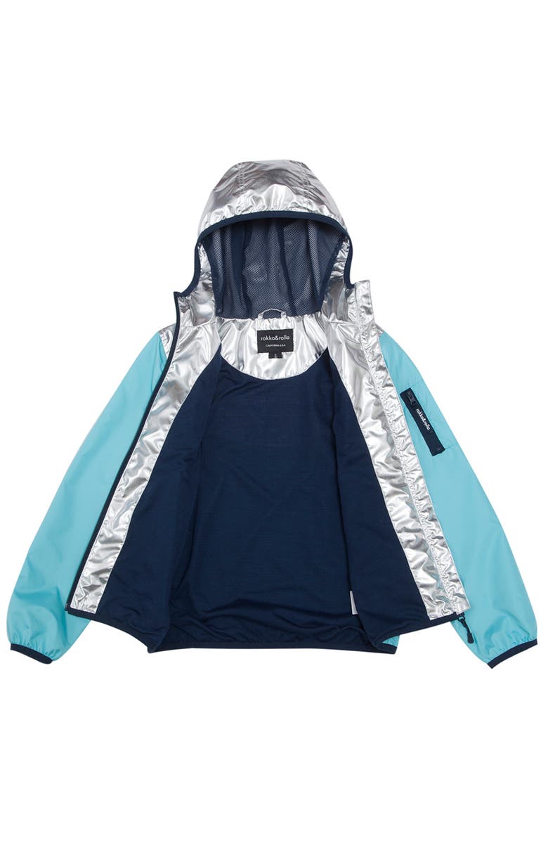 Rokka&Rolla Kids' Lightweight Lined Windbreaker, Alternate, color, Metallic Teal