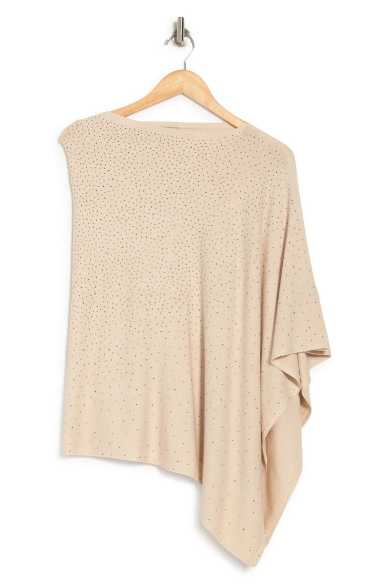 Sequined Poncho, Alternate, color, BEIGE