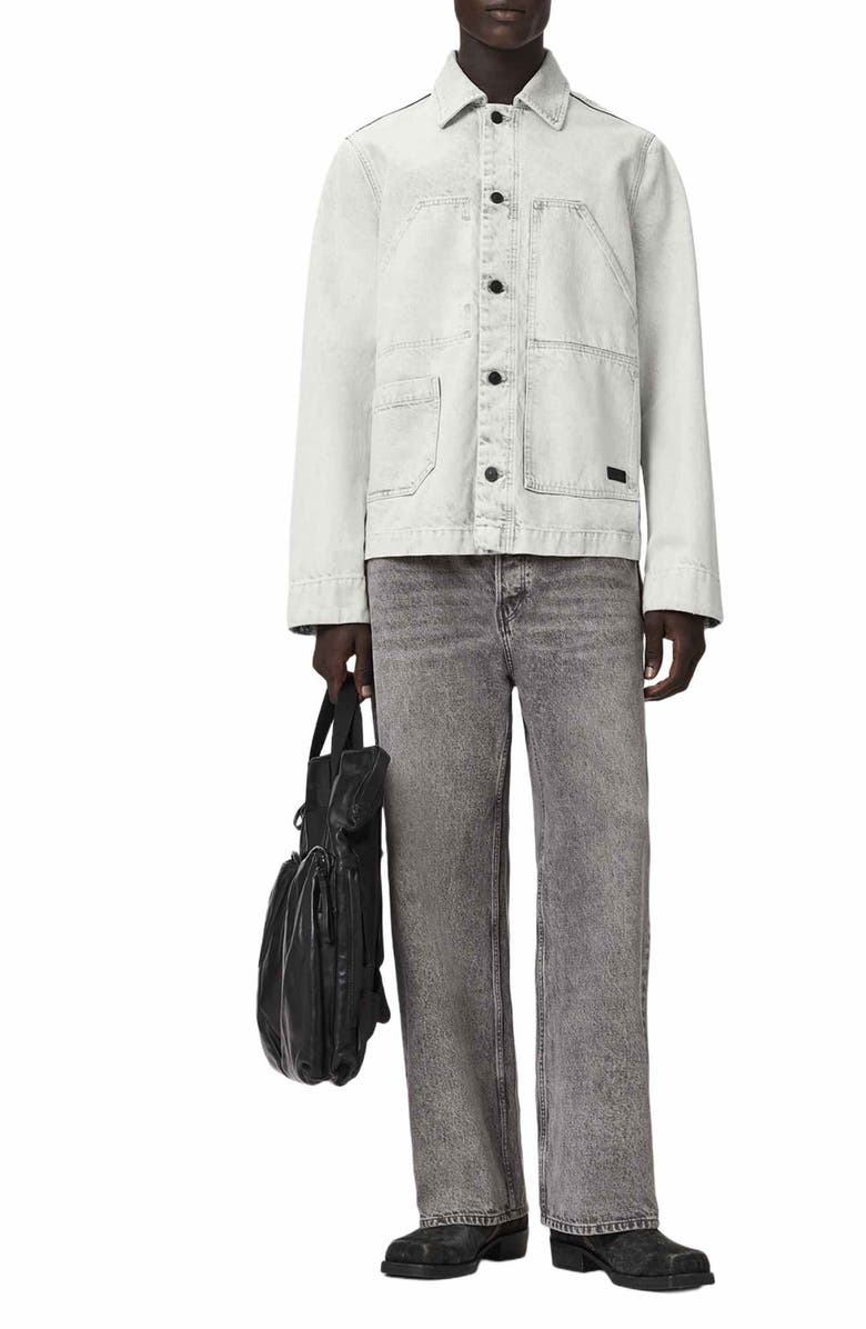 AllSaints Denim Shacket, Alternate, color, Bleached Grey