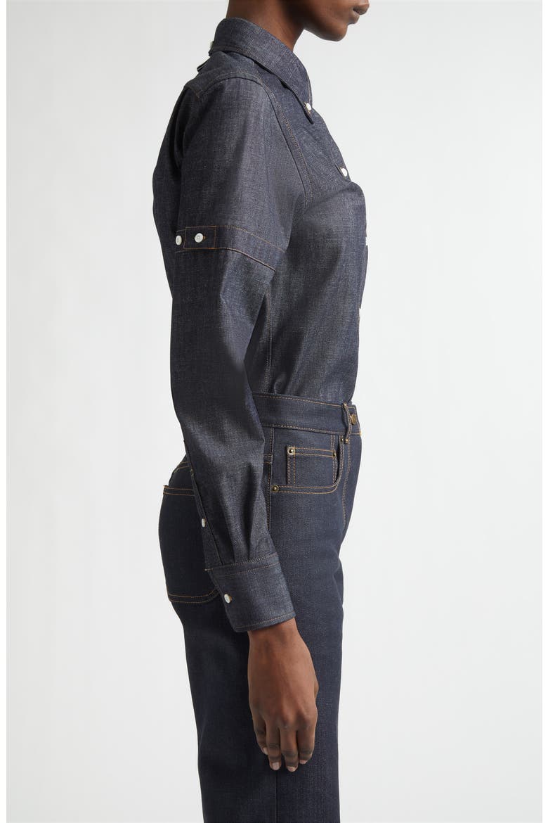Denim Button-Down Shirt, Alternate, color, NAVY