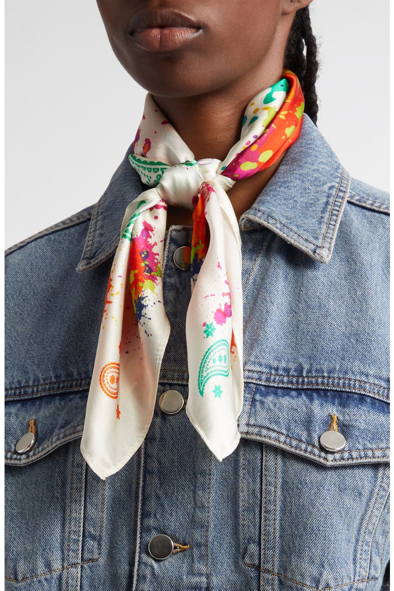 Spill on Silk Scarf, Alternate, color, WHITE MULTICOLOR