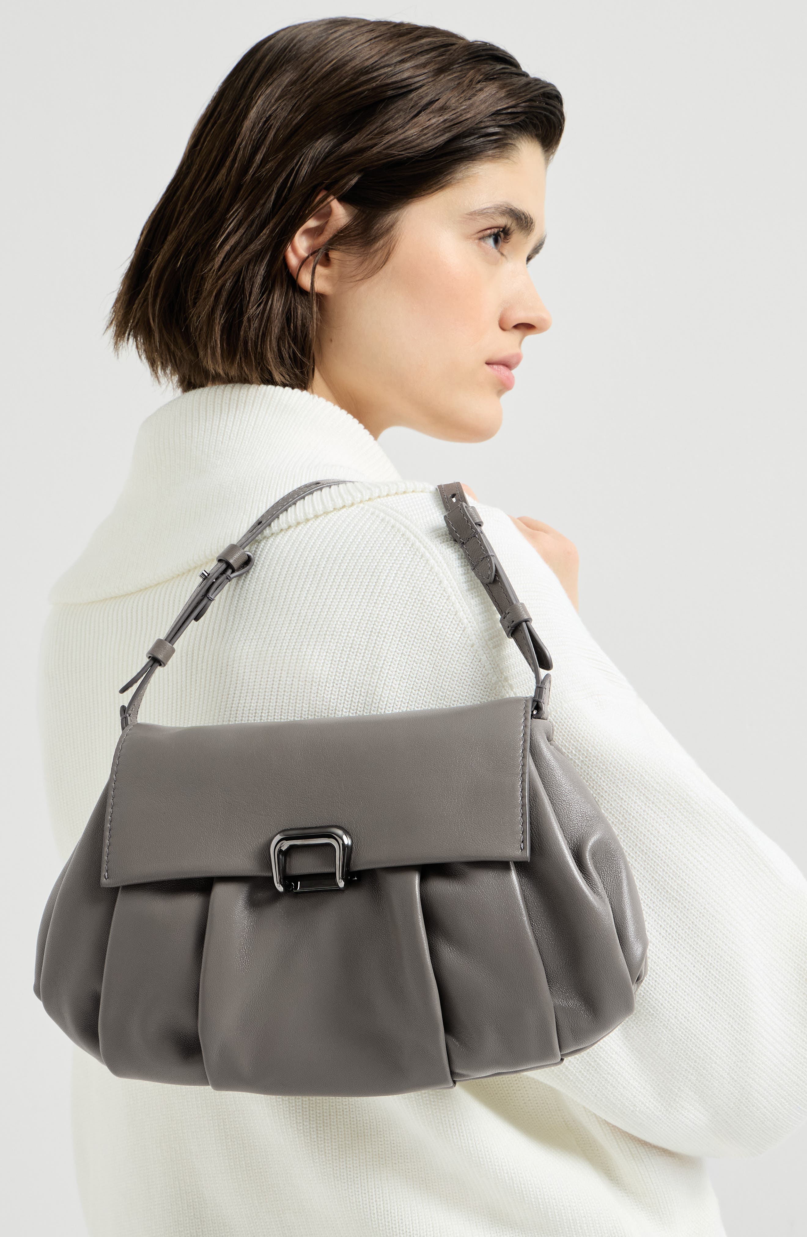 Boule bag in nappa leather, Alternate, color, Stone Grey