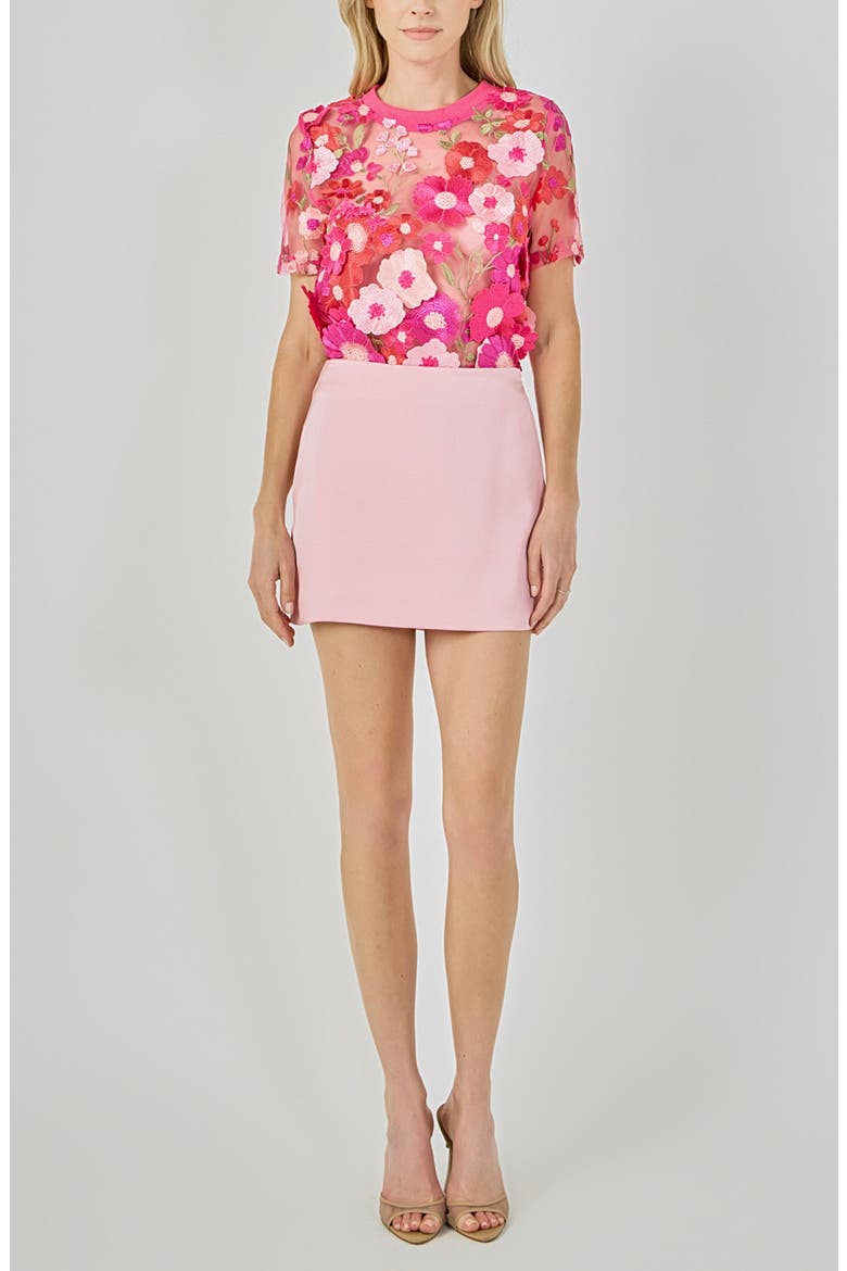 Floral Embroidered Appliqué Organza Top, Alternate, color, FUCHSIA