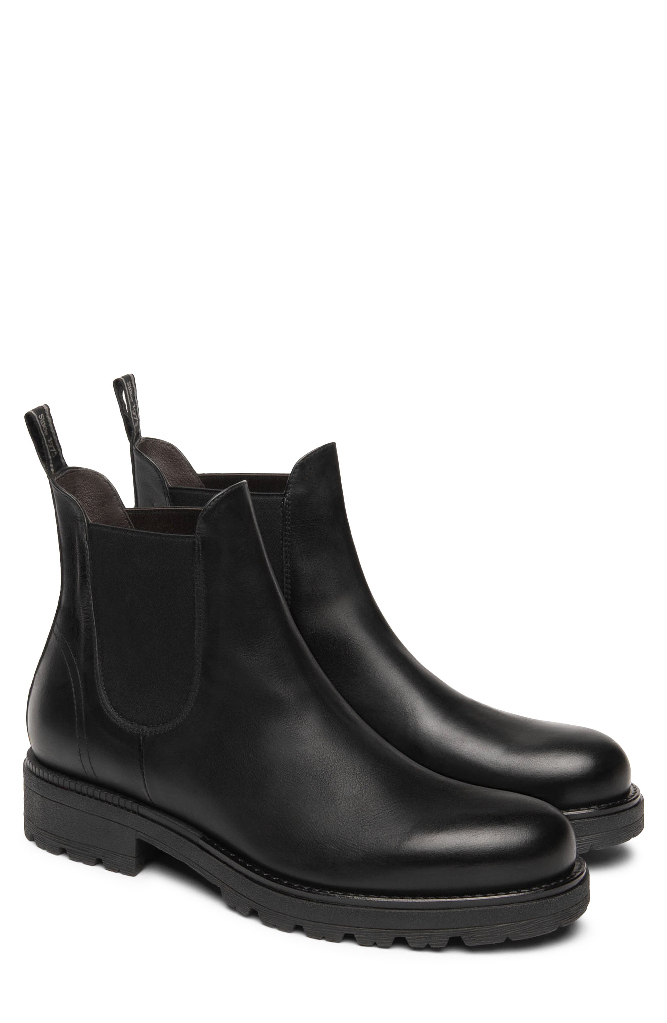 Leather Chelsea Boot, Main, color, BLACK