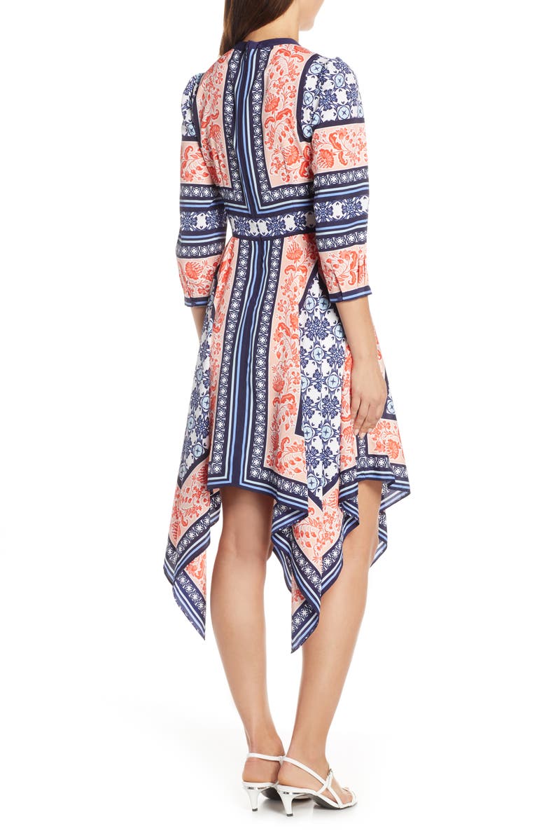 Eliza J Bandana Print Handkerchief Hem Dress, Alternate, color, 