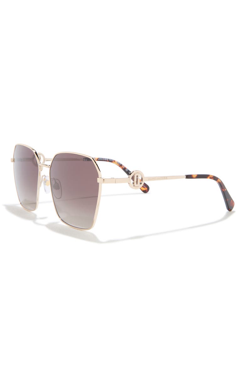 Marc Jacobs 58mm Gradient Square Sunglasses, Alternate, color, Gold Havana