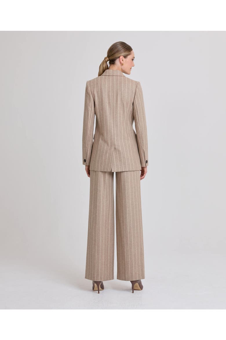 Eve Double Breasted Jacket, Alternate, color, Fawn Cream Pinstripe