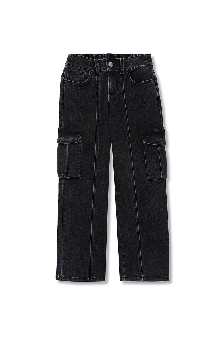 Girls Denim Cargo Wide Leg Jeans, Main, color, Black Fade