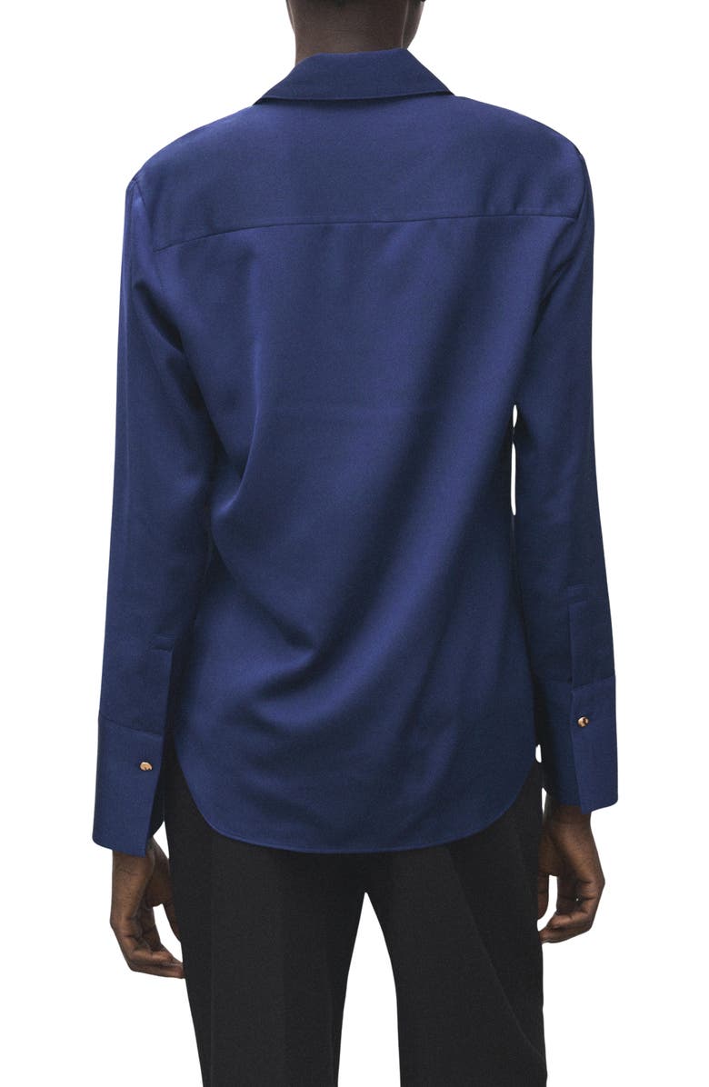 MANGO Flowy Satin Shirt, Alternate, color, Blue