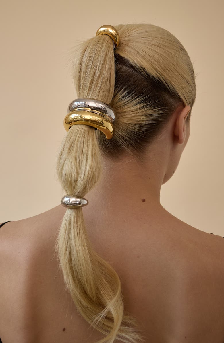 LELET NY Glossy Double Arch Metal Ponytail Cuff, Alternate, color,