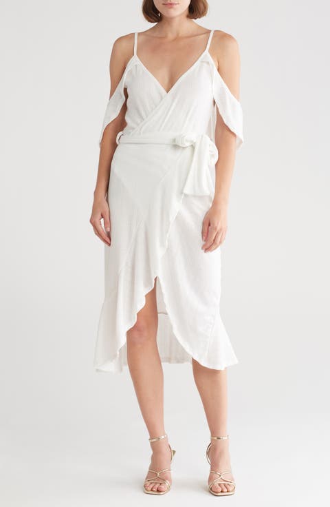 Cold-Shoulder Wrap Dress