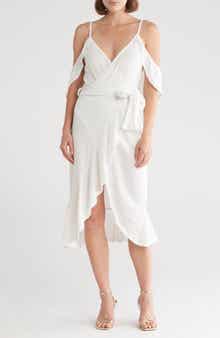Cold-Shoulder Wrap Dress