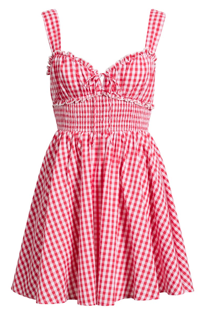 Petal & Pup Naima Gingham Smocked Waist Minidress, Main, color,