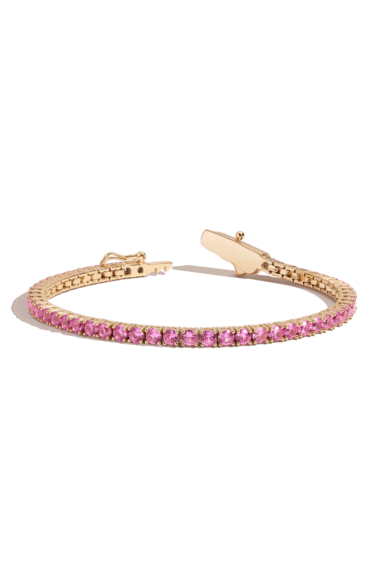 Lab Grown Pink Sapphire Tennis Bracelet, Alternate, color, Yellow Gold Vermeil