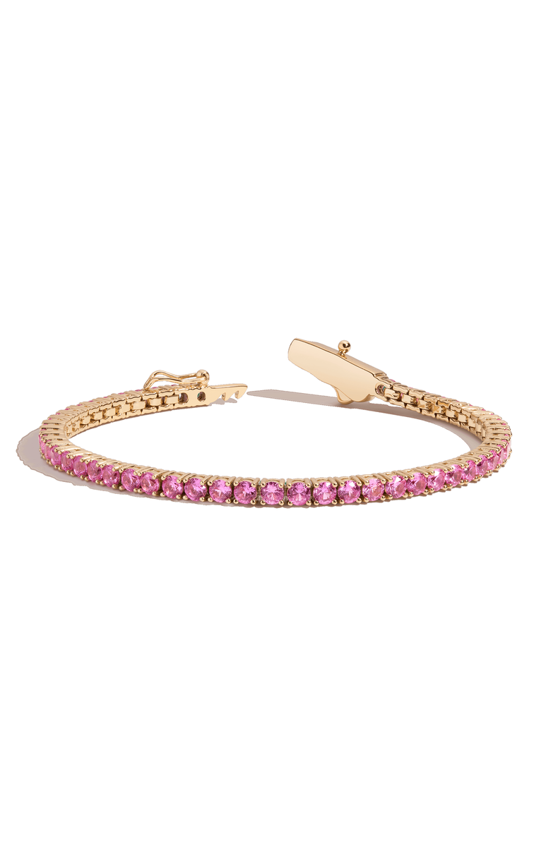 Aurate New York Lab Grown Pink Sapphire Tennis Bracelet, Alternate, color, Yellow Gold Vermeil
