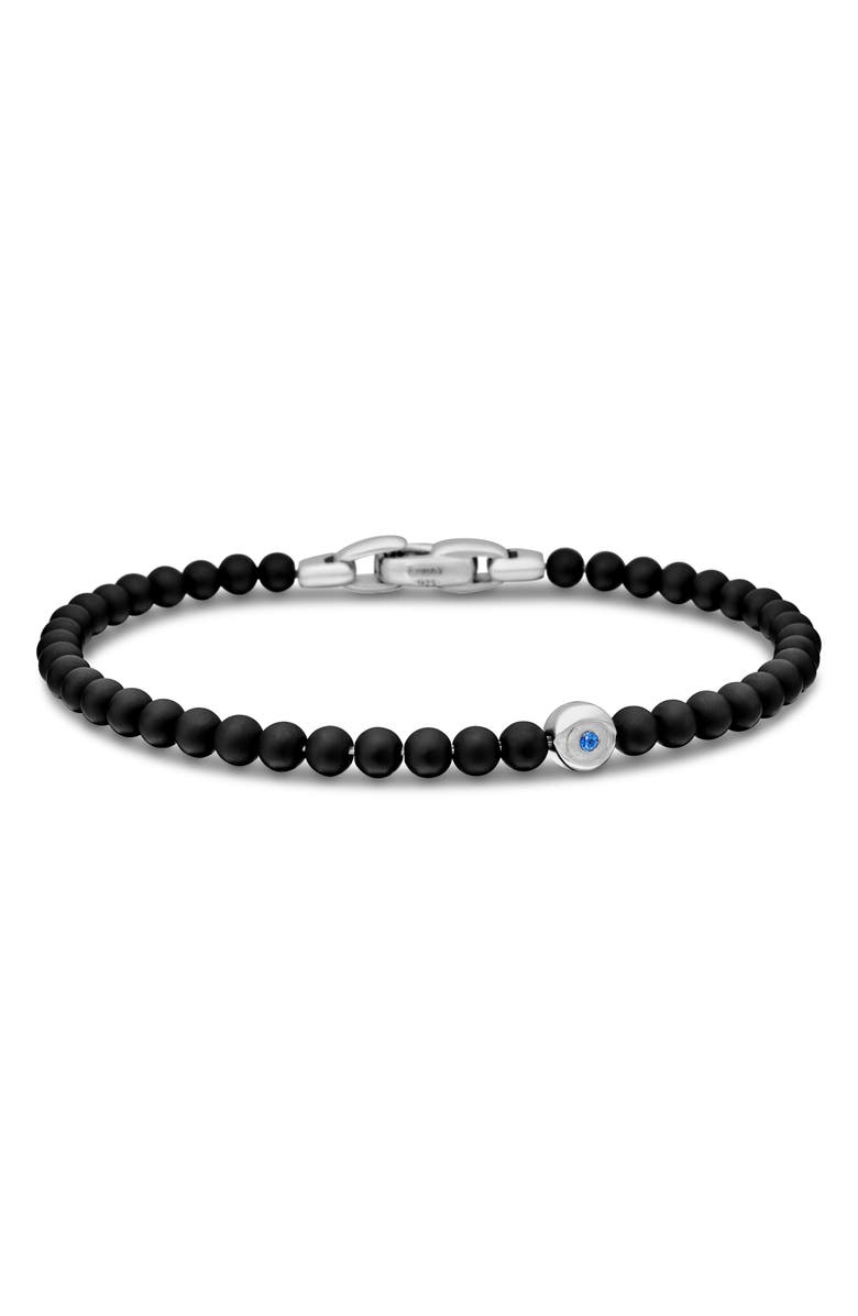 David Yurman Men's Spiritual Beads Evil Eye Bracelet with Black Onyx and Sapphire, Main, color, Black Onyx