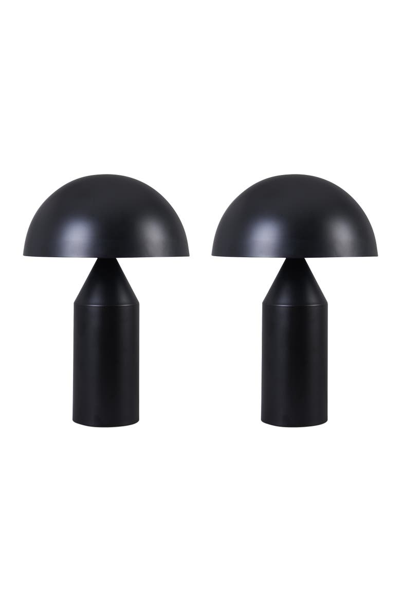 Venus Brass Dome LED Table Lamps, Modern, Set of 2, Main, color, Black