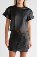 Steve Madden Faux Leather Short Sleeve T-Shirt
