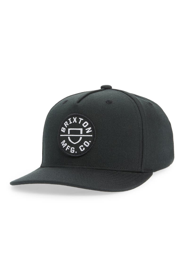 Crest Snapback Baseball Cap, Main, color, BLACK
