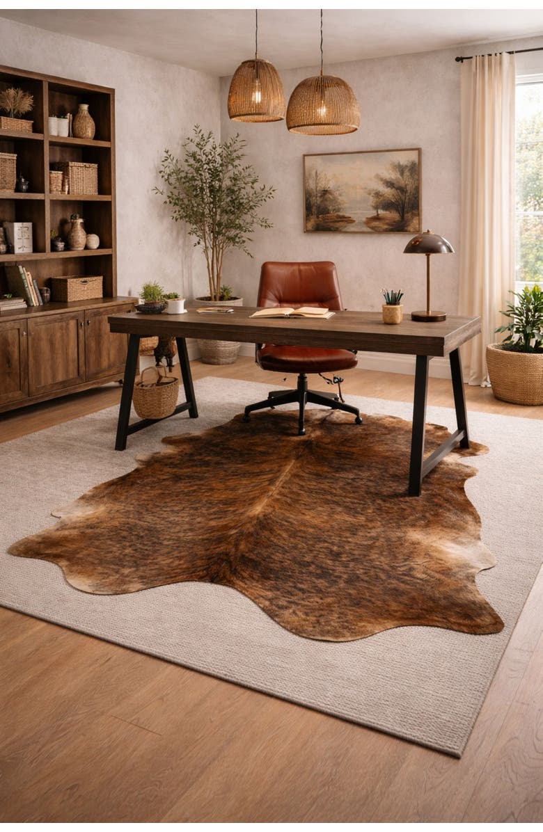 Rhacam Eco Hides Brindle Cowhide Rug 8'0" × 6'7", Alternate, color, Brindle