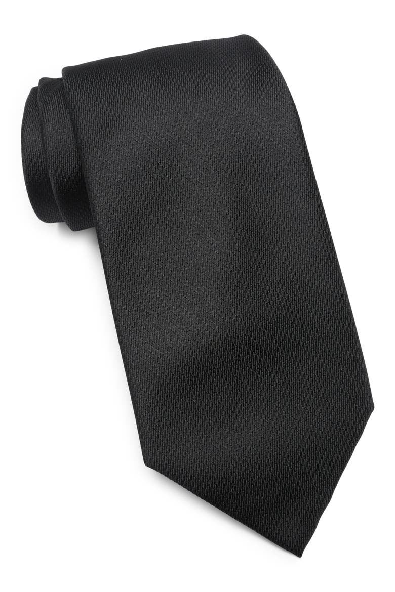 Micro Texture Solid Tie, Main, color, BLACK