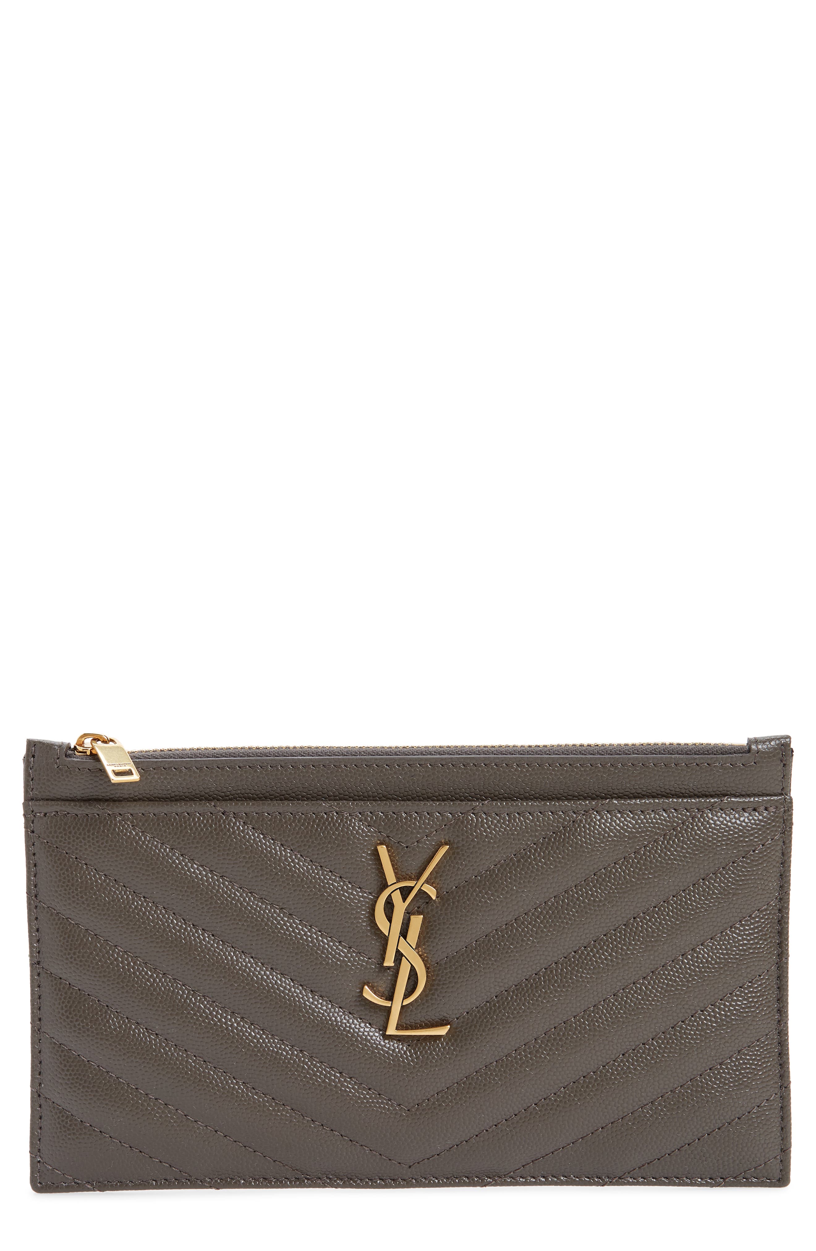 Saint Laurent Monogram Matelassé Quilted Calfskin Pouch, Main, color, 