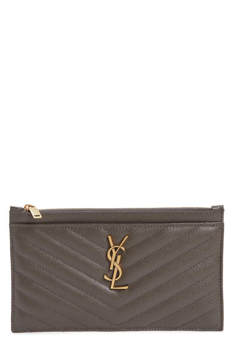 Monogram Matelassé Quilted Calfskin Pouch, Main, color, PEBBLE