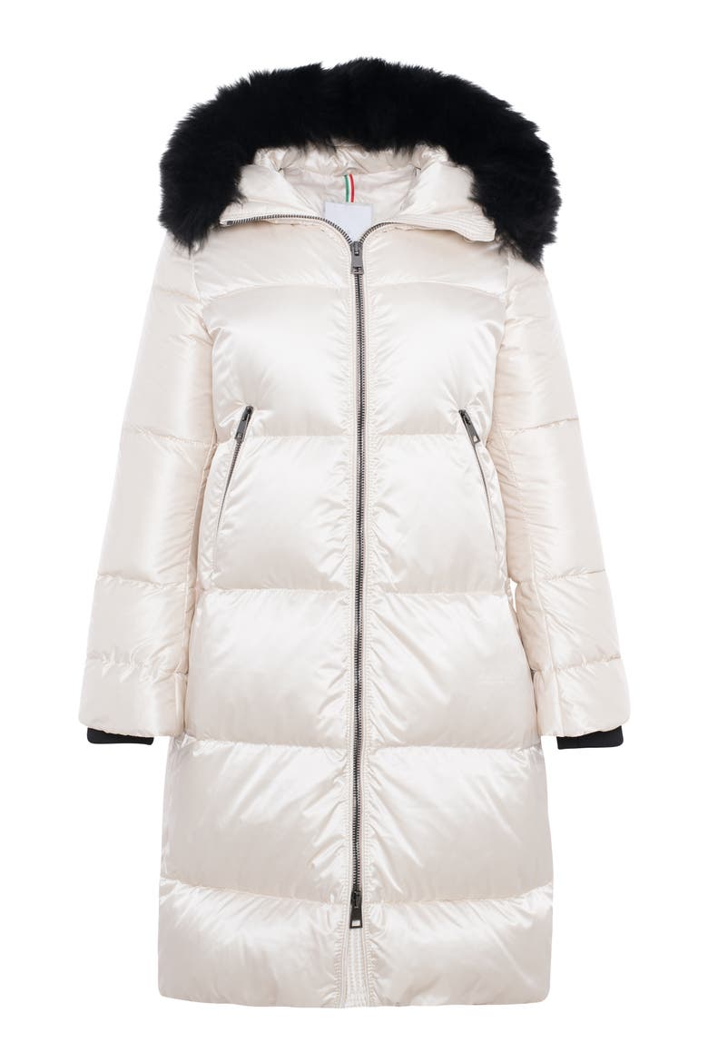 Apres-Ski Long Coat With Detachable Trim, Alternate, color, CHAMPAGNE/BLACK
