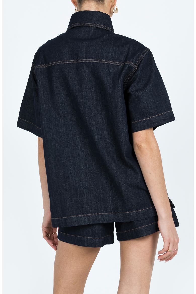 Whitaker Short Sleeve Denim Shacket, Alternate, color, BLUE