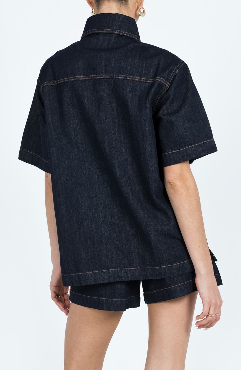 Princess Polly Whitaker Short Sleeve Denim Shacket, Alternate, color, Blue