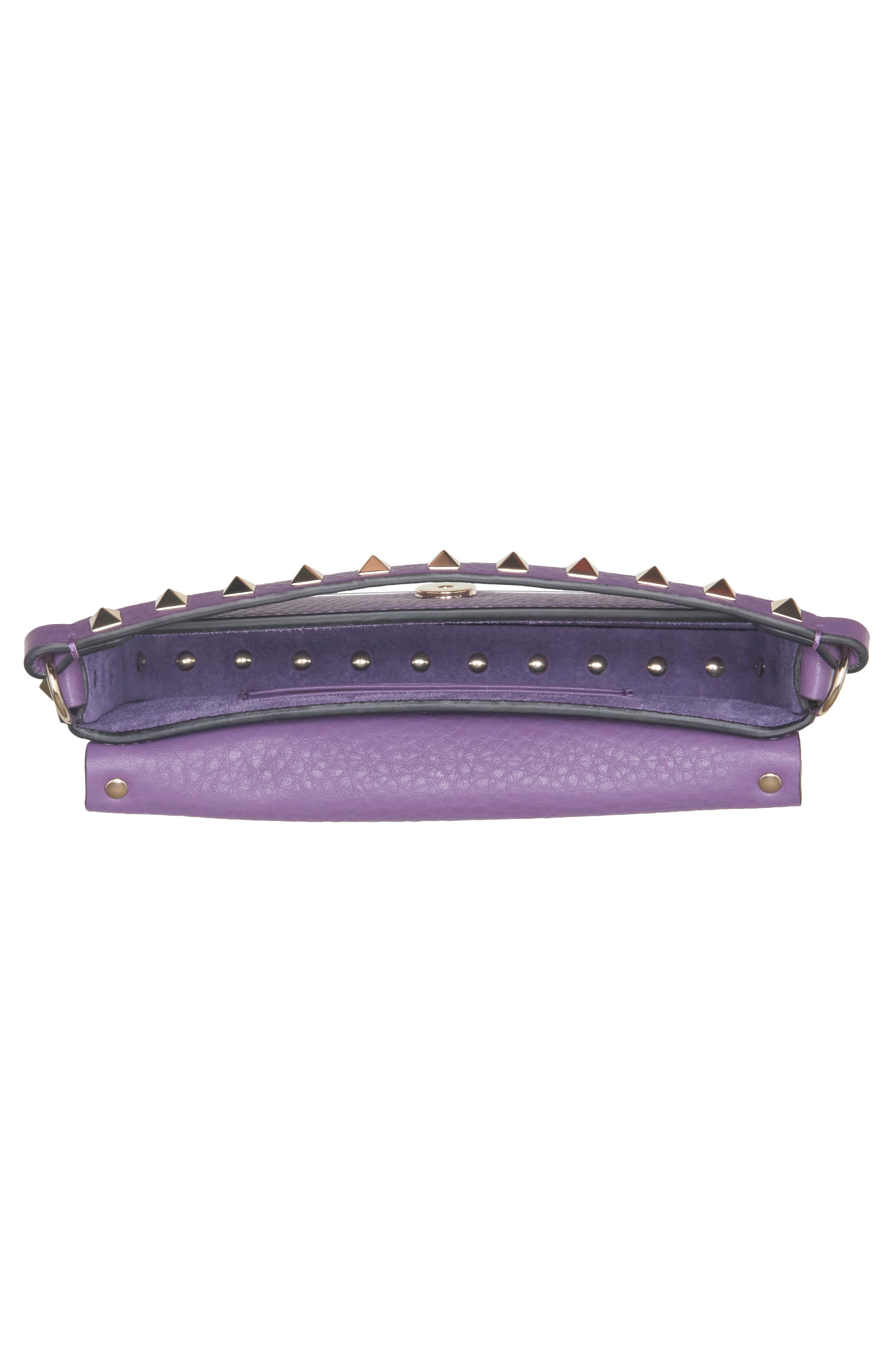Rockstud Leather Crossbody Pouch, Alternate, color, VIOLET