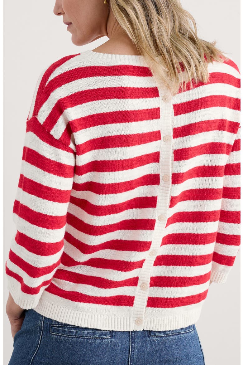 Knavock Stripe Organic Cotton & Linen Sweater, Alternate, color, KNIT CORNISH CHALK SCARLET