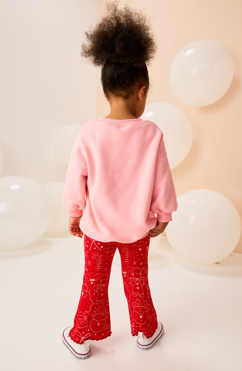 NEXT Kids' Christmas Graphic Sweatshirt & Flare Leggings Set, Alternate, color, Pink