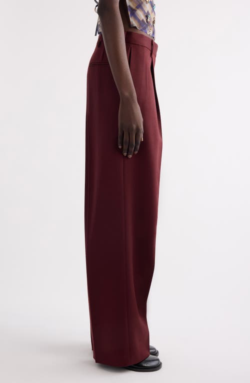 Dries Van Noten Pleated In Shiny Wool Trousers Bordeaux In Multi