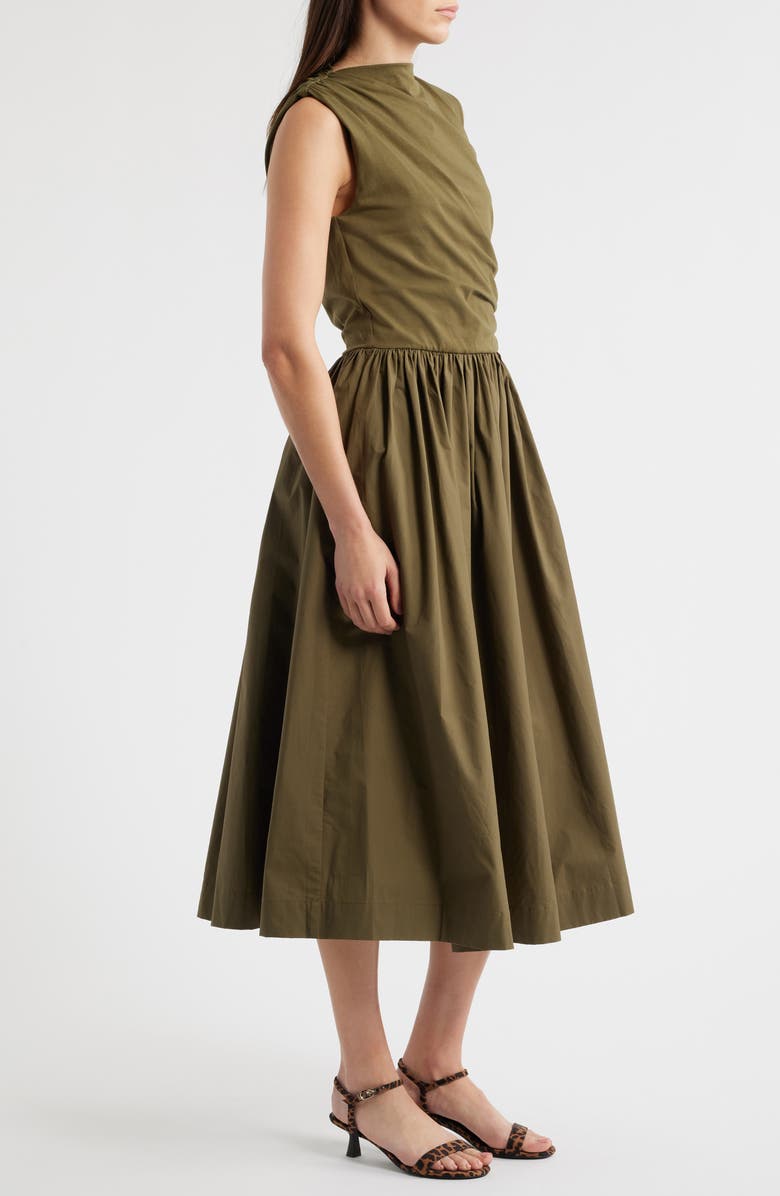 En Saison Mixed Media Midi Dress, Alternate, color, Surplus Green