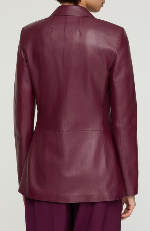 Lafayette 148 Plus Size Nappa Leather Pocket Fitted Blazer In Purple