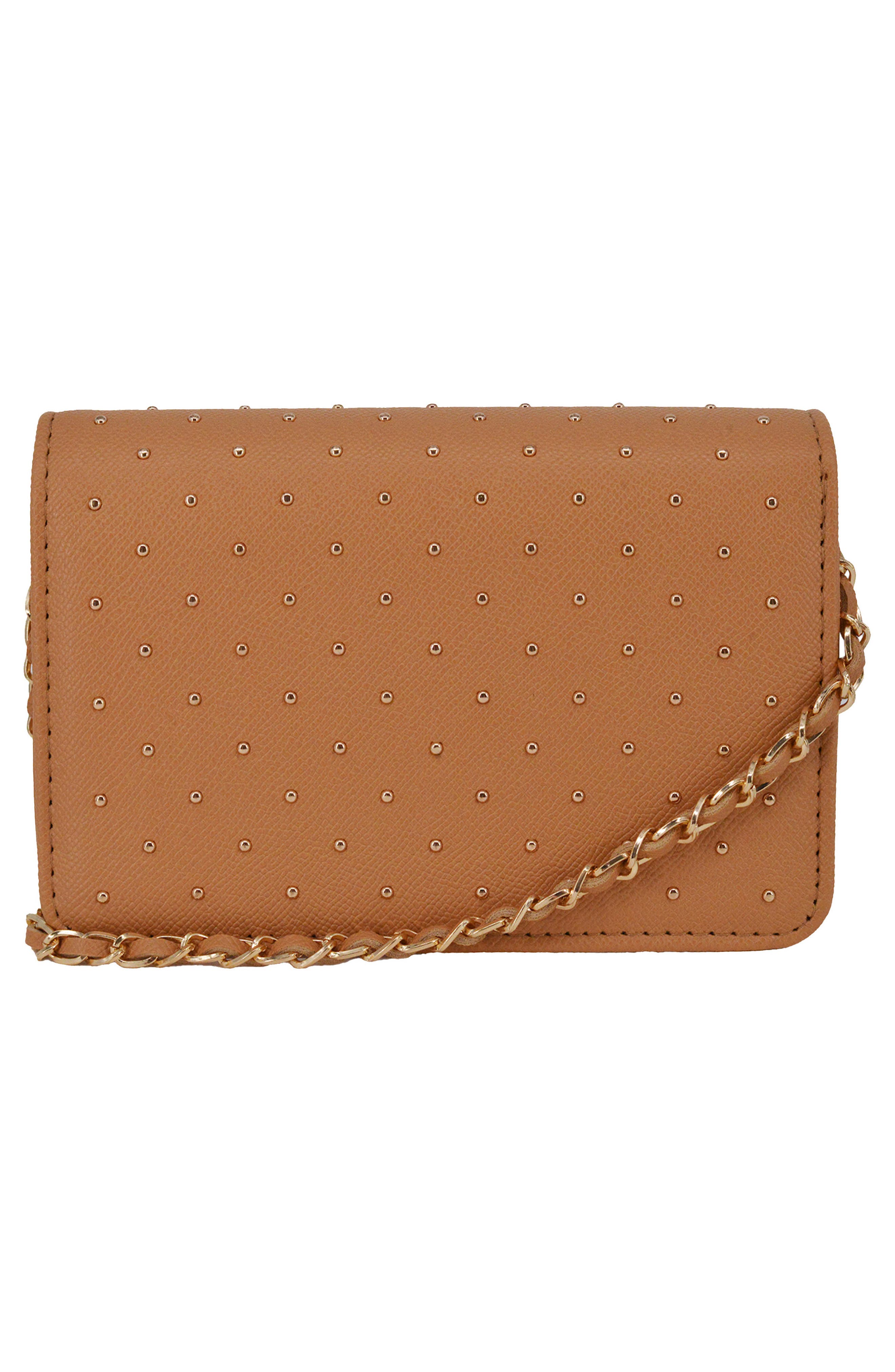 Sagan Studded Crossbody Bag, Alternate, color, CAMEL