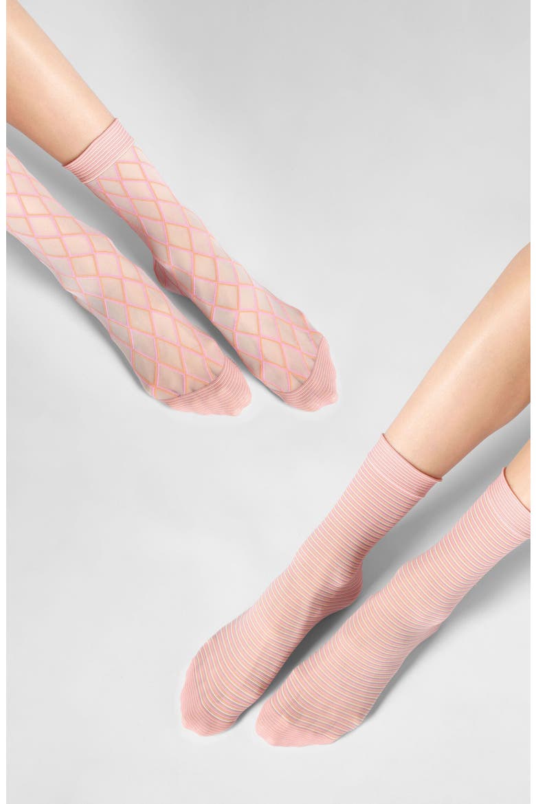 Assorted 2-Pack Sheer Crew Socks, Alternate, color, SALMON