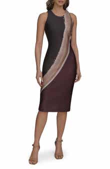Donna Karan New York Placed Print Sleeveless Sheath Dress