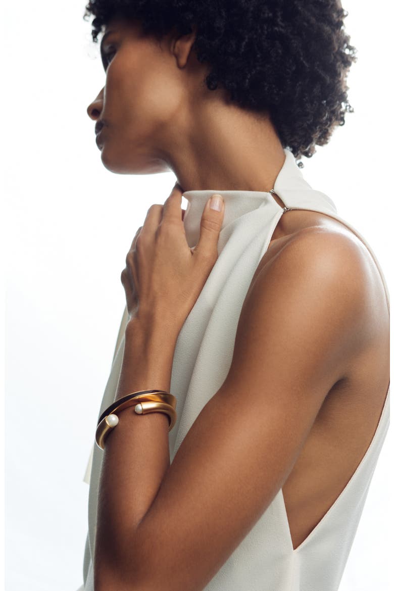 Alana Faux Pearl Cuff Bracelet, Alternate, color, GOLD TONE / PEARL