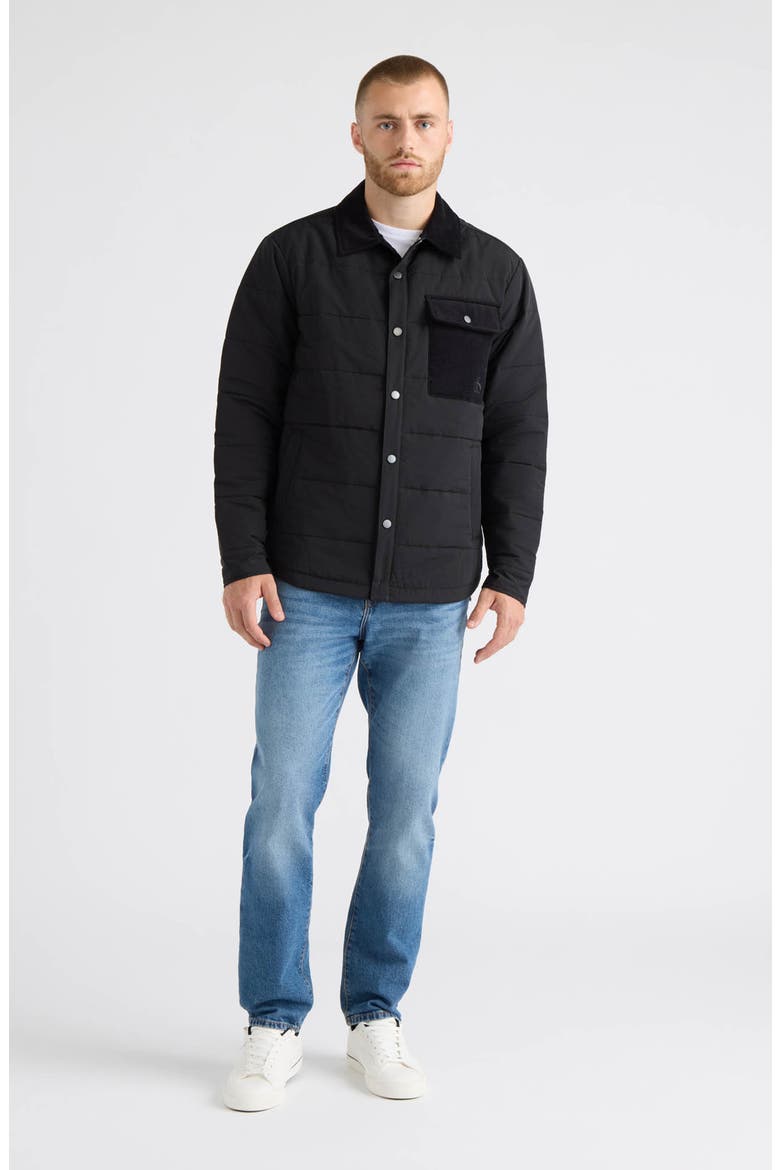 Davie Mixed Media Quilted Shirt Jacket, Alternate, color, BLACK