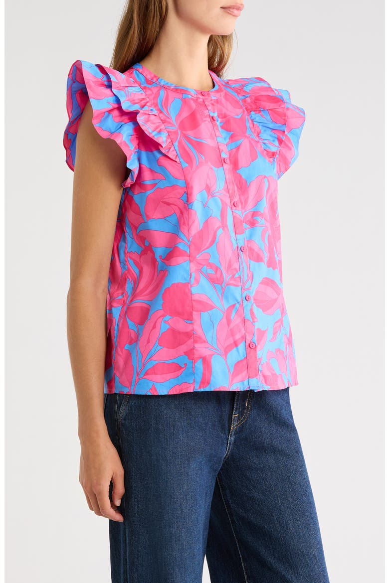 Sammi Print Ruffle Top, Alternate, color, PINK-BLUE