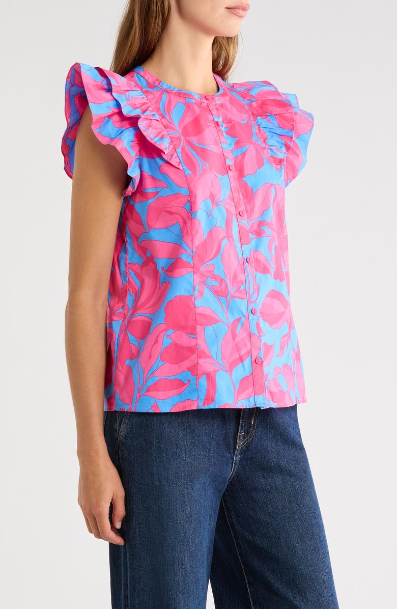SUGARLIPS Sammi Print Ruffle Top, Alternate, color, Pink-Blue