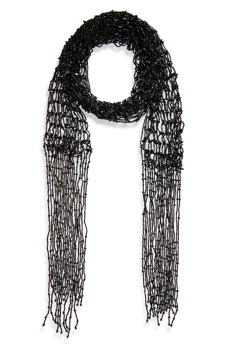 Dries Van Noten Fringed Beaded Necklace, Main, color, 900 Black