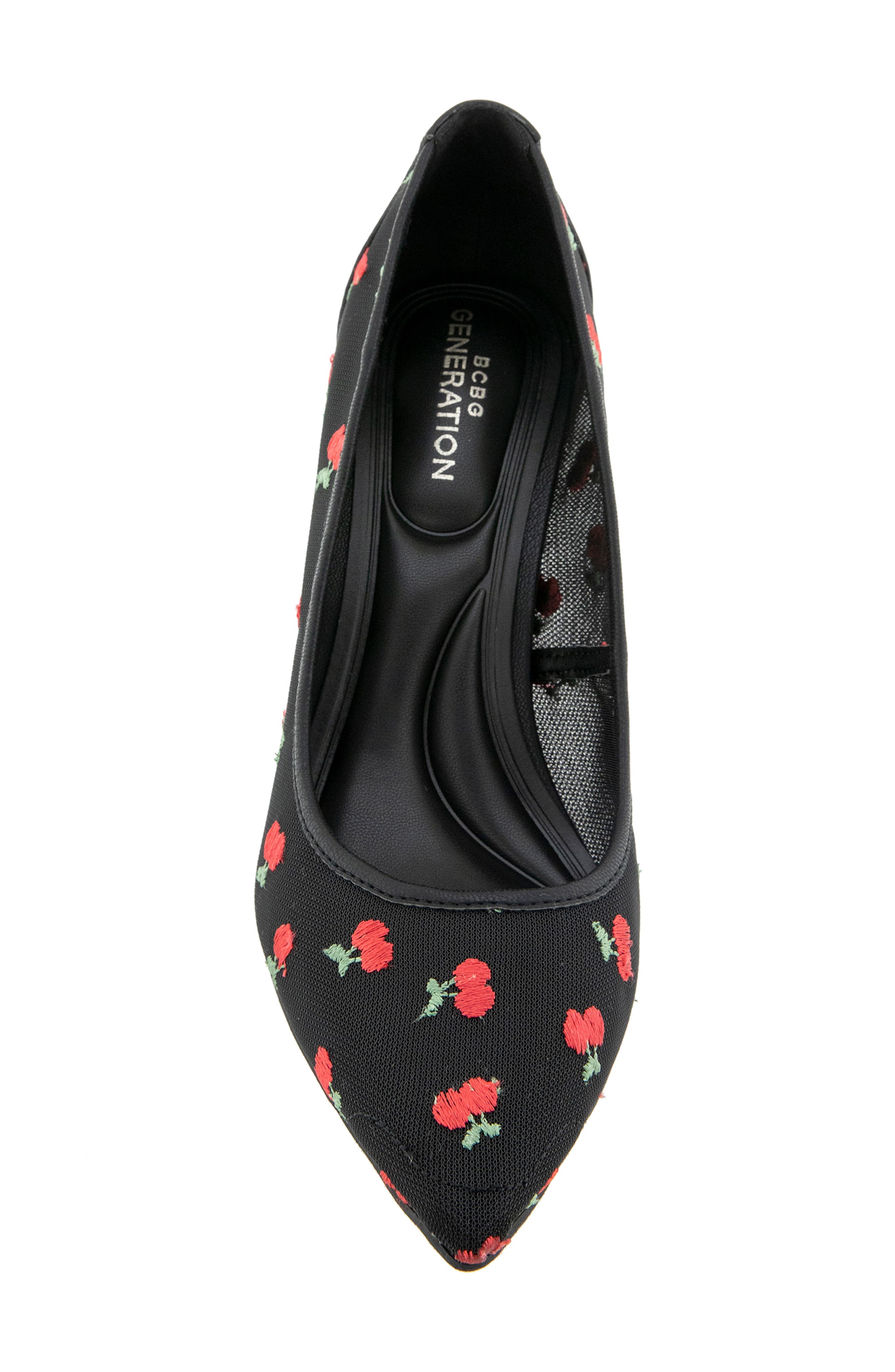 BCBGeneration Embroidered Pointed Toe Pump, Alternate, color, Black/ Cherry