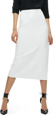 ALICE + OLIVIA Maeve Back Slit Faux Leather Midi Skirt