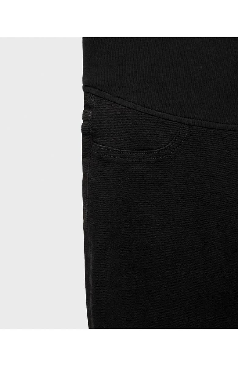 MANGO Over the Bump Raw Hem Crop Flare Maternity Jeans, Alternate, color, Black Denim