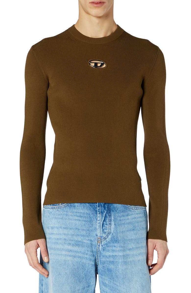 DIESEL<sup>®</sup> K-Zackary Rib Logo Sweater, Main, color, Green/ Moss